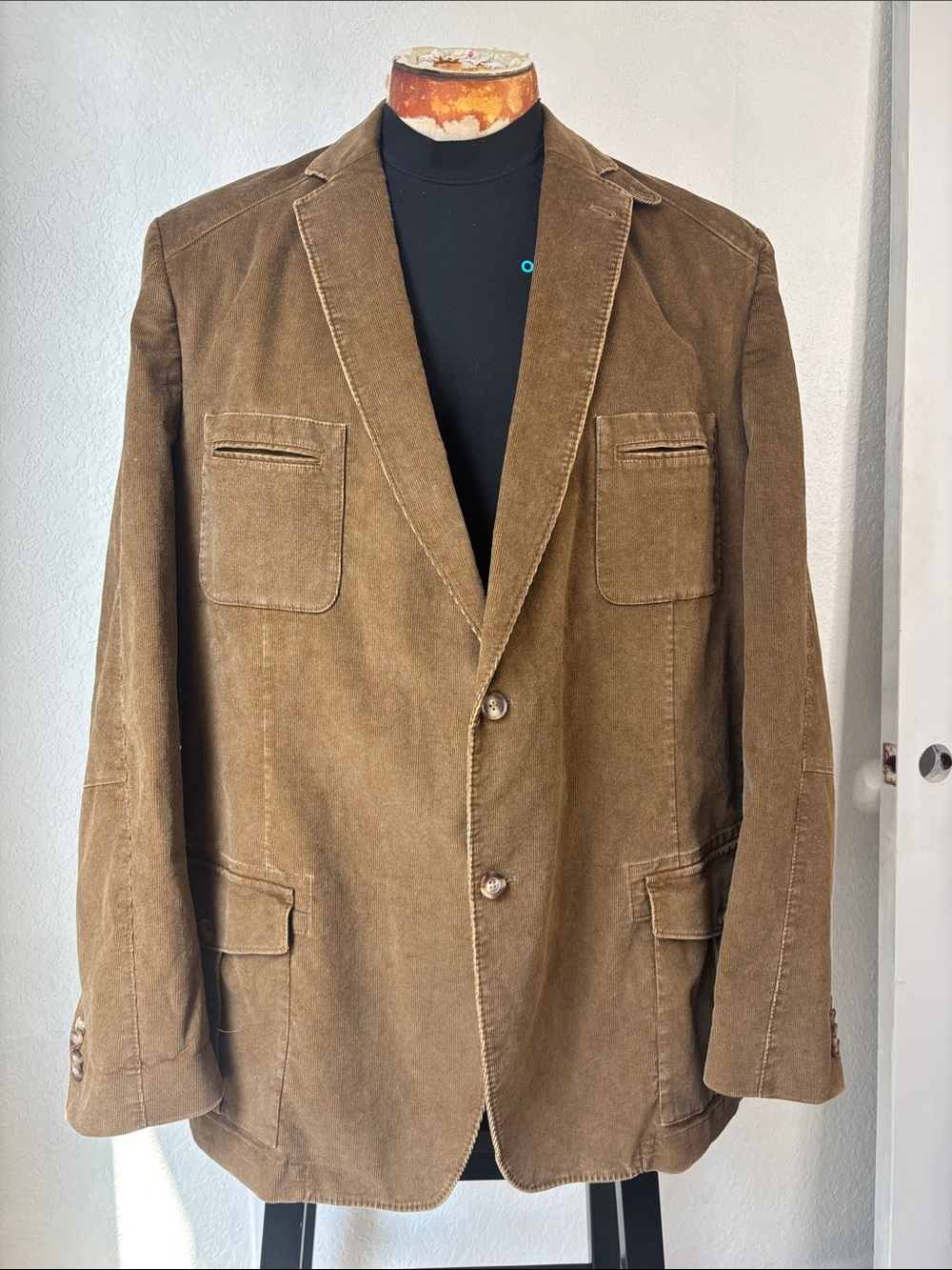 Kroon 52Extra-Long Brown Corduroy Blazer Sport Coat - Classic Casual Jacket